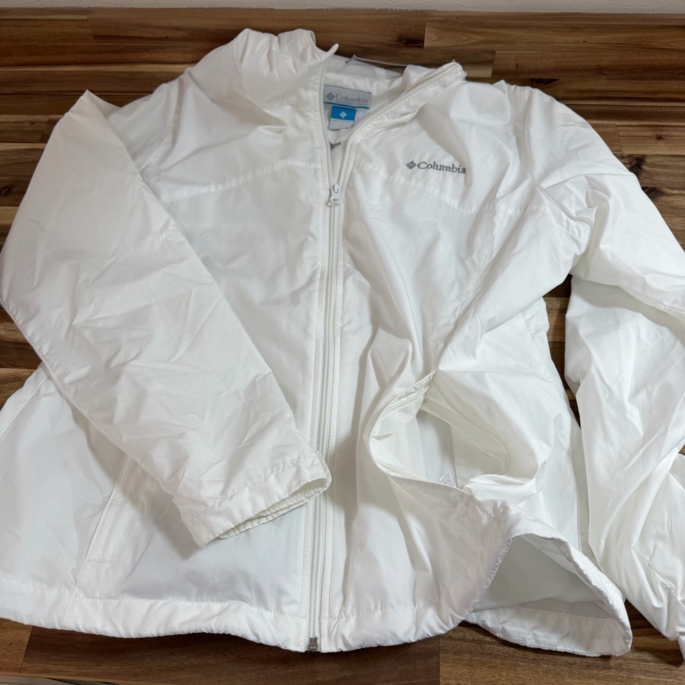 Columbia White Hooded Windbreaker Jacket - Picture 2 of 4